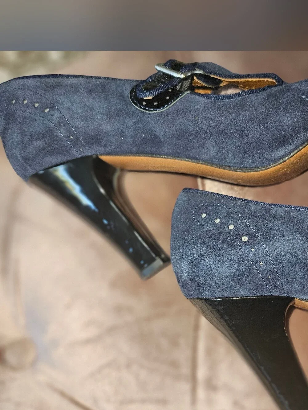 Vintage Blue Suede Heels